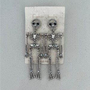 Silver Skeleton Dangle Earrings